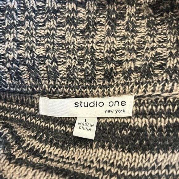 Studio One brown black long sleeve turtleneck sweater dress Size L New - Picture 7 of 10